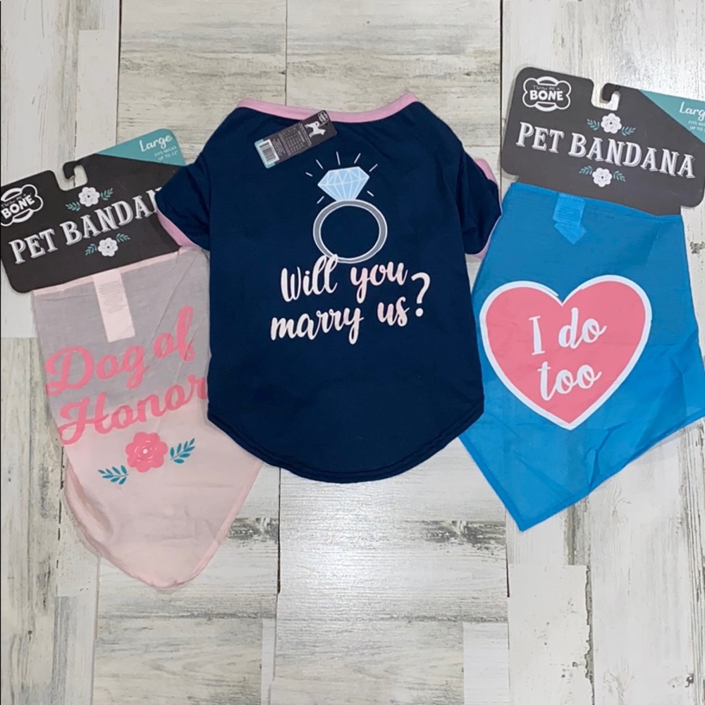 NWT set of large dog wedding / proposal clothes